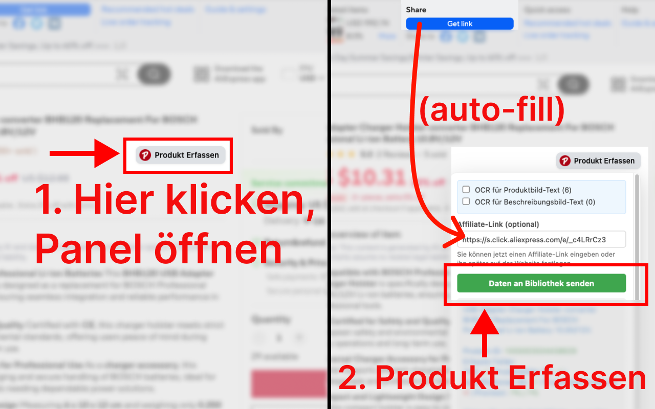 PromoLeaz für AliExpress 1-Klick-Extraktion