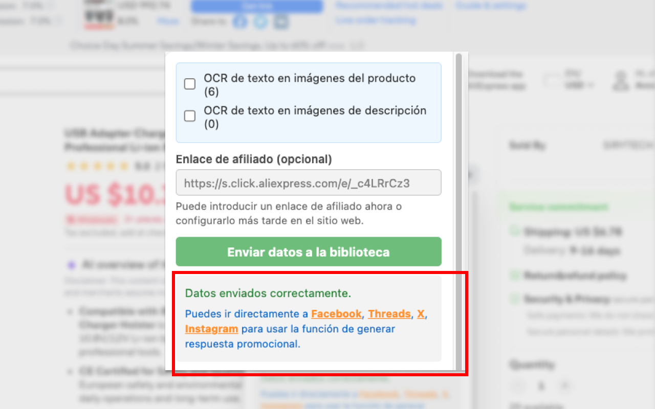 PromoLeaz para AliExpress Configuración de enlaces