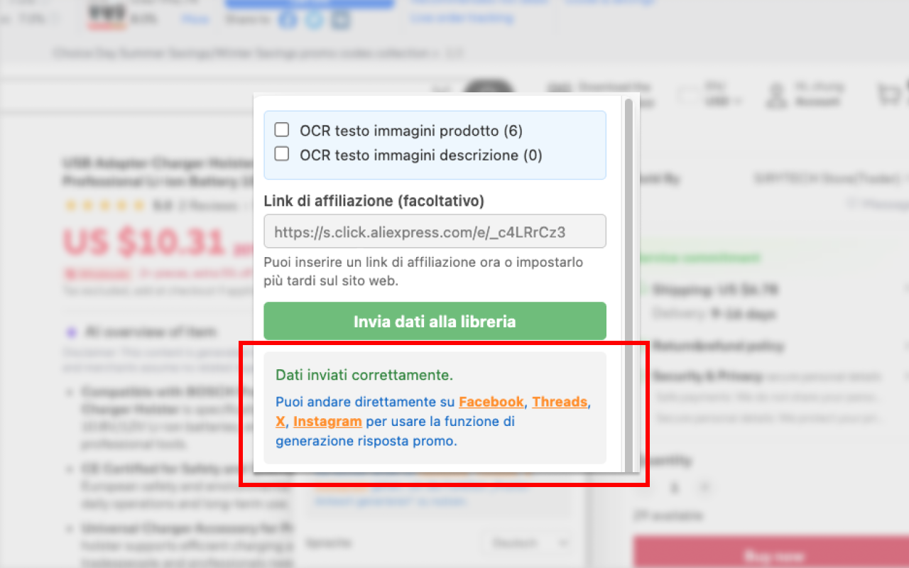 PromoLeaz per AliExpress Configurazione dei link