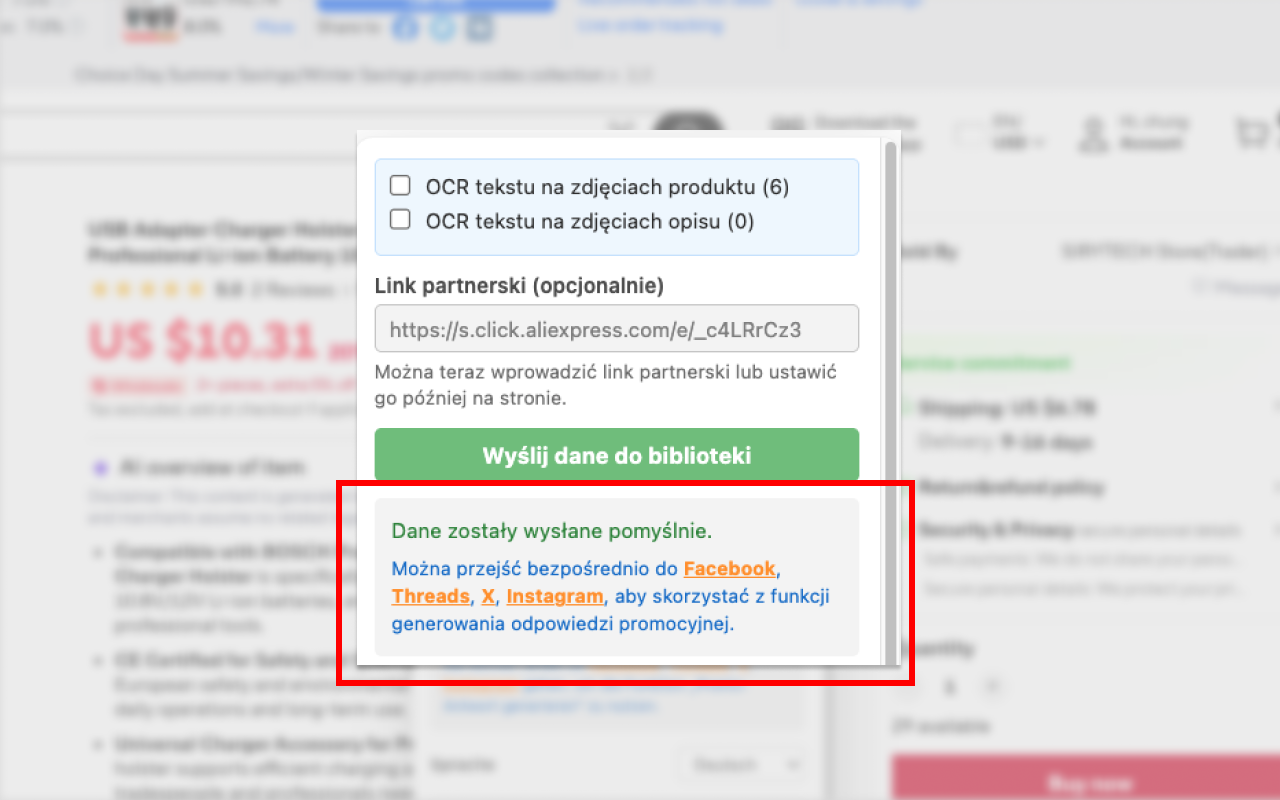 PromoLeaz dla AliExpress Konfiguracja linków