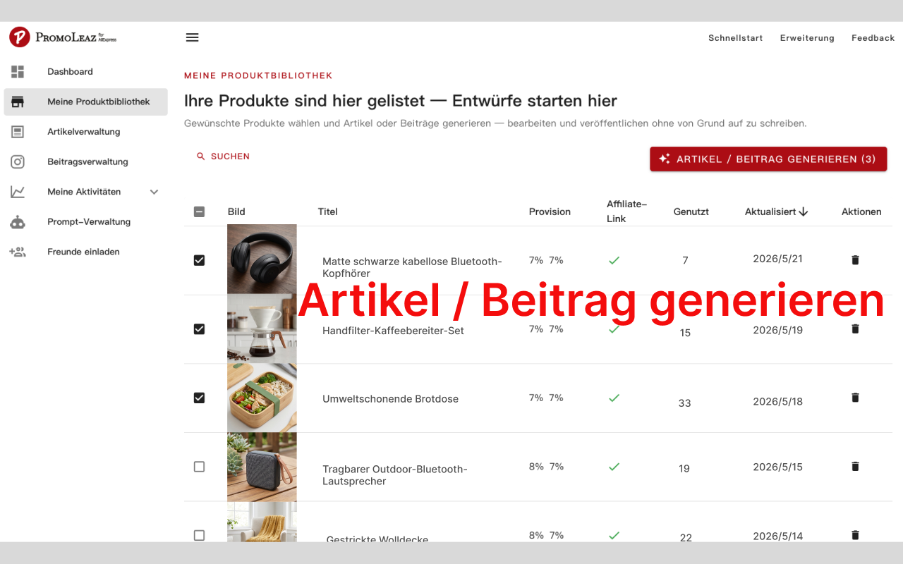 PromoLeaz für AliExpress KI-Blog & Social