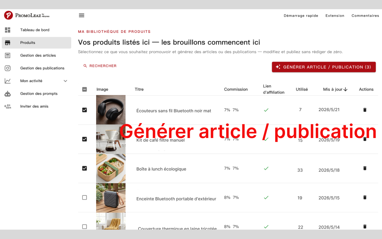 PromoLeaz pour AliExpress Blog et IA