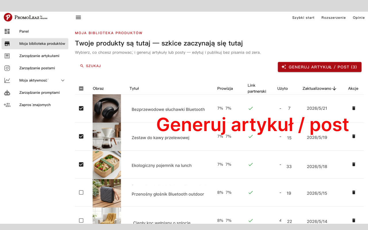 PromoLeaz dla AliExpress Blog i AI