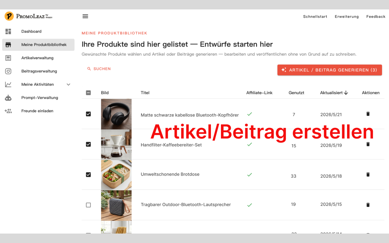 PromoLeaz für Amazon KI-Blog & Social