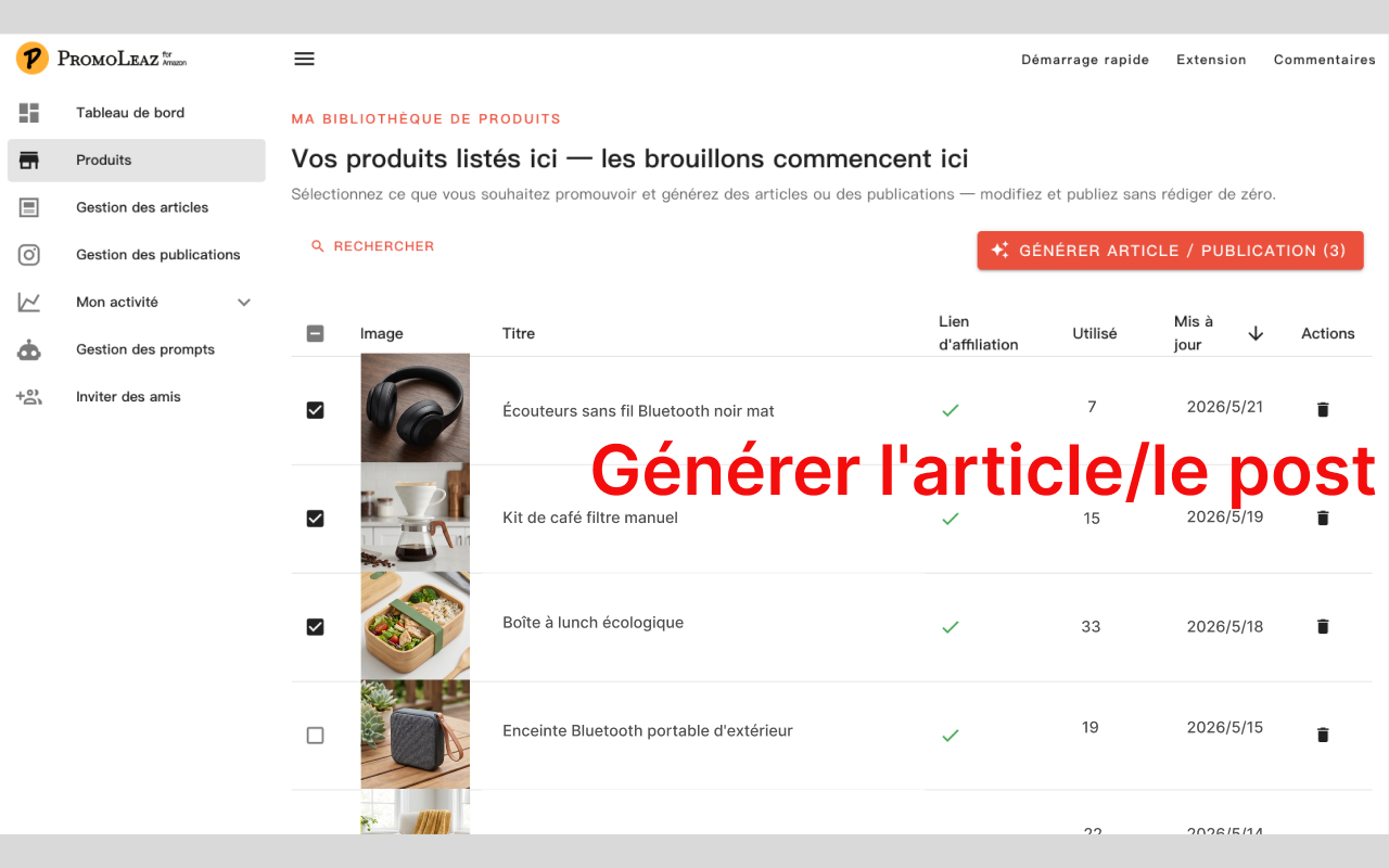 PromoLeaz pour Amazon Blog et IA