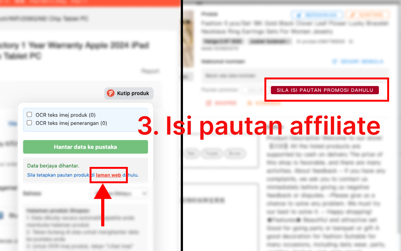 PromoLeaz for Shopee Konfigurasi Pautan Afiliasi
