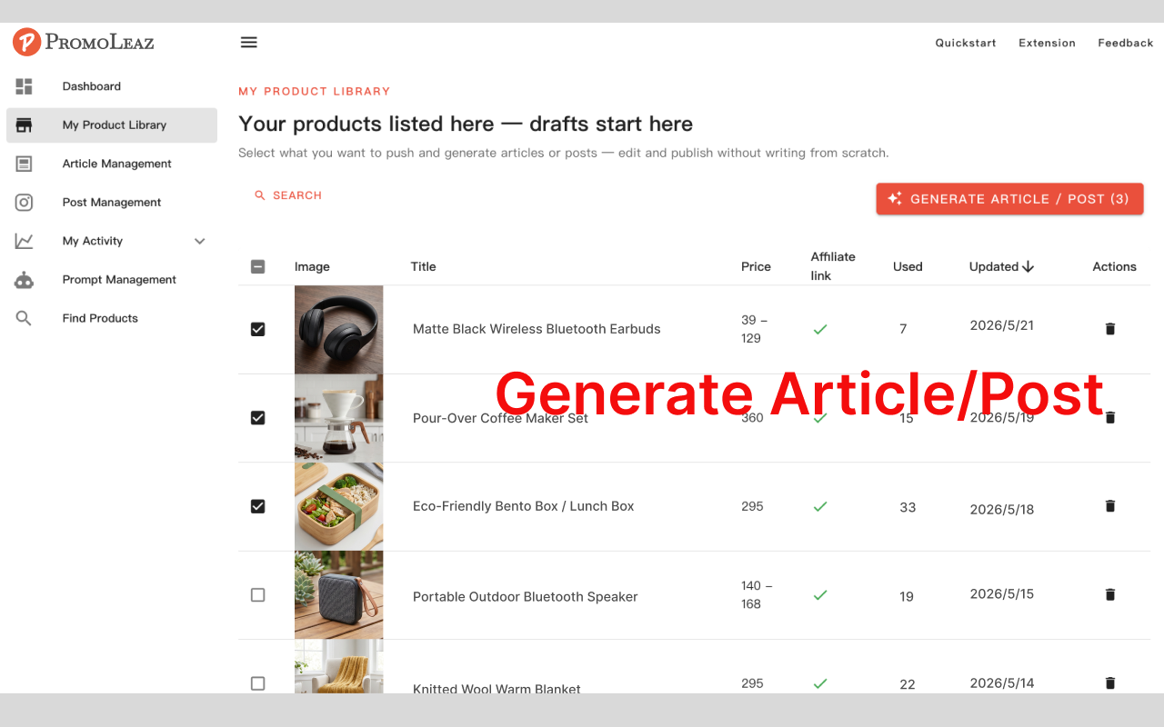 PromoLeaz for Shopee AI SEO Blog and Social Copywriting Generator