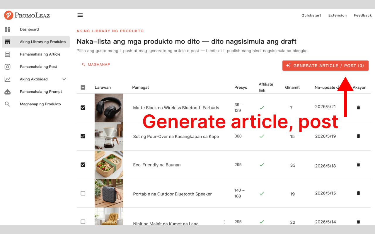 PromoLeaz for Shopee AI SEO Blog and Social Copywriting Generator